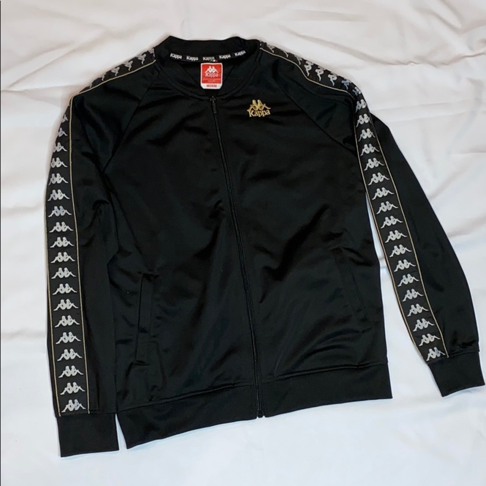 Kappa Black Track Jacket with Gold Stripes